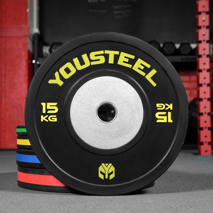 Диски тяжелоатлетические YouSteel 10-25 кг с цветной полосой