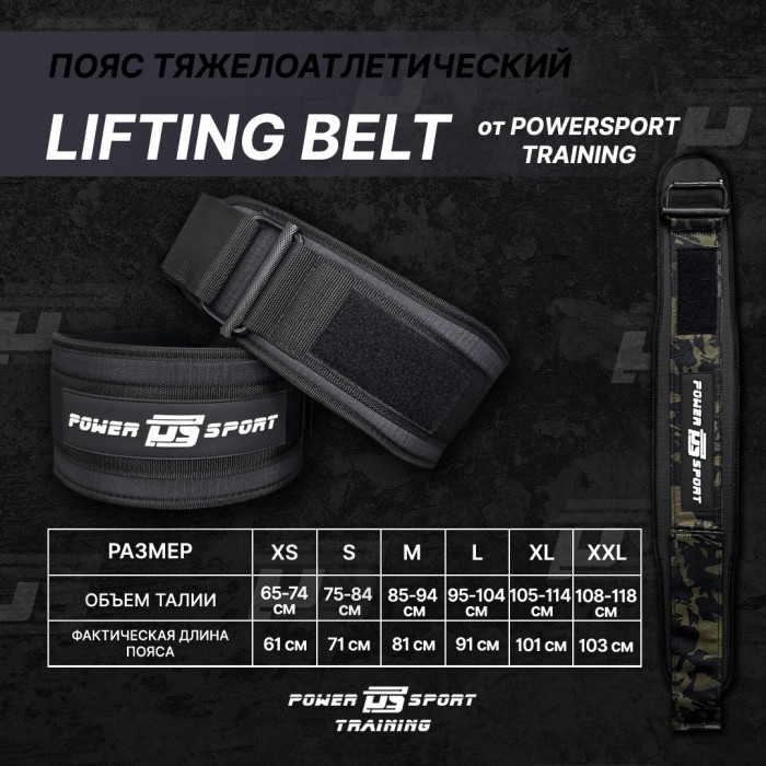 Пояс тяжелоатлетический LIFTING Belt Black от POWERSPORT Training